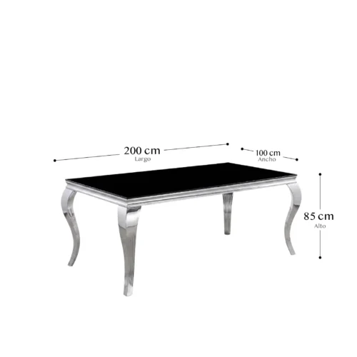 Alternative view of Comedor Cristal negro DT180 + 8 sillas DC723 NEGRO