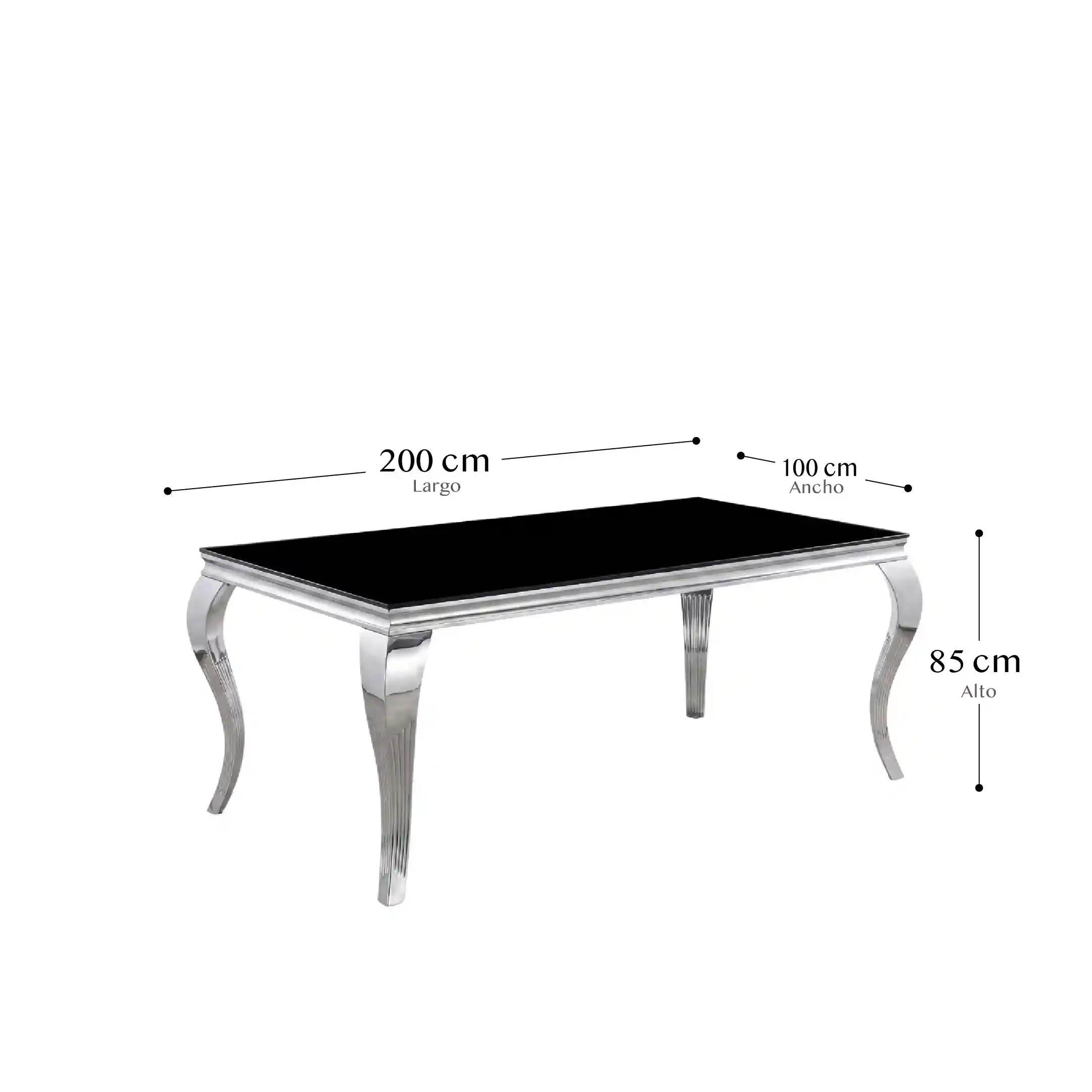 Comedor Cristal negro DT180 + 8 sillas DC723 NEGRO - Imagen 2